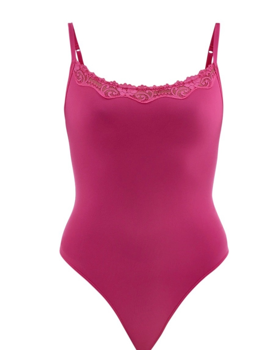 Women's Fuchsia Lace-Trim Bodysuit